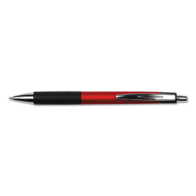 Universal Comfort Grip Ballpoint Pen, Retractable, Medium 1 mm, Red Ink, Red/Black Barrel, Dozen (UNV15542)