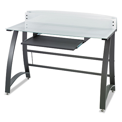 Safco Xpressions 47" Computer Desk, 47" x 23" x 37", Frosted/Black (SAF1938TG)
