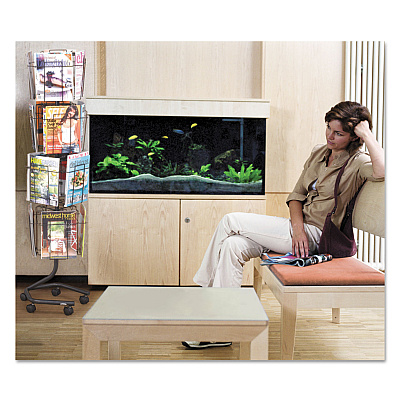 Safco Wire Rotary Display Racks, 16 Compartments, 15w x 15d x 60h, Charcoal (SAF4139CH)