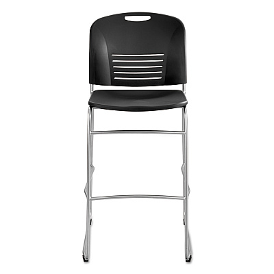Safco Vy Sled Base Bistro Chair, Supports Up to 350 lb, 30.5" Seat Height, Black Seat, Black Back, Silver Base (SAF4295BL)