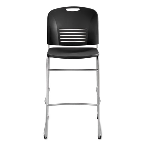Safco Vy Sled Base Bistro Chair, Supports Up to 350 lb, 30.5" Seat Height, Black Seat, Black Back, Silver Base (4295BL)