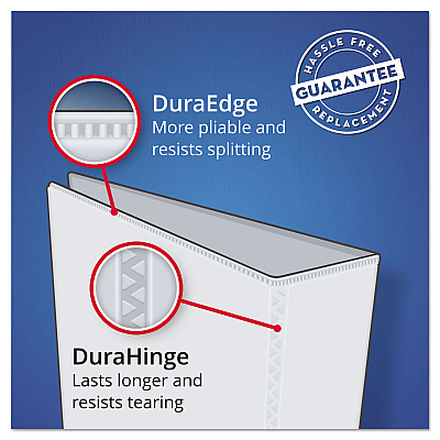 Avery Heavy-Duty Non Stick View Binder with DuraHinge and Slant Rings, 3 Rings, 0.5" Capacity, 11 x 8.5, Black, (5233) (AVE05233)