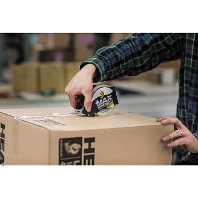 Duck MAX Packaging Tape with Dispenser, 3" Core, 1.88" x 54.6 yds, Crystal Clear (DUC284982)