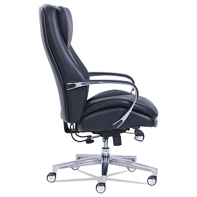 La-Z-Boy Commercial 2000 High-Back Executive Chair, Dynamic Lumbar Support, Supports 300lb, 20" to 23" Seat Height, Black, Silver Base (LZB48957)