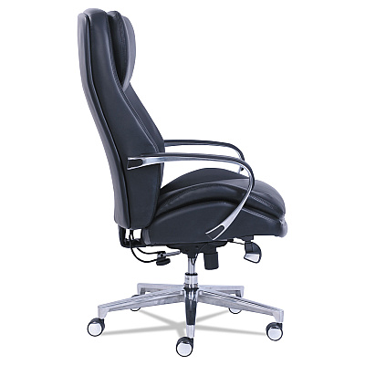 La-Z-Boy Commercial 2000 Big/Tall Executive Chair, Lumbar, Supports 400 lb, 20.25" to 23.25" Seat Height, Black Seat/Back, Silver Base (LZB48956)