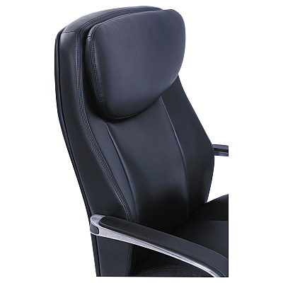 La-Z-Boy Commercial 2000 Big/Tall Executive Chair, Lumbar, Supports 400 lb, 20.25" to 23.25" Seat Height, Black Seat/Back, Silver Base (LZB48956)