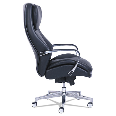 La-Z-Boy Commercial 2000 Big/Tall Executive Chair, Supports Up to 400 lb, 20.5" to 23.5" Seat Height, Black Seat/Back, Silver Base (LZB48968)