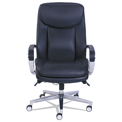 La-Z-Boy Commercial 2000 High-Back Executive Chair, Dynamic Lumbar Support, Supports 300lb, 20" to 23" Seat Height, Black, Silver Base (LZB48957)