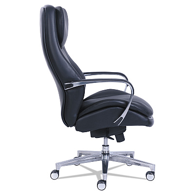 La-Z-Boy Commercial 2000 High-Back Executive Chair, Supports Up to 300 lb, 20.25" to 23.25" Seat Height, Black Seat/Back, Silver Base (LZB48958)