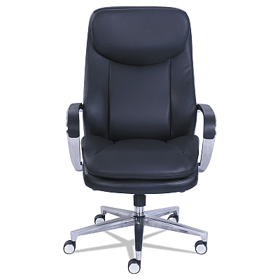La-Z-Boy Commercial 2000 High-Back Executive Chair, Supports Up to 300 lb, 20.25" to 23.25" Seat Height, Black Seat/Back, Silver Base (LZB48958)
