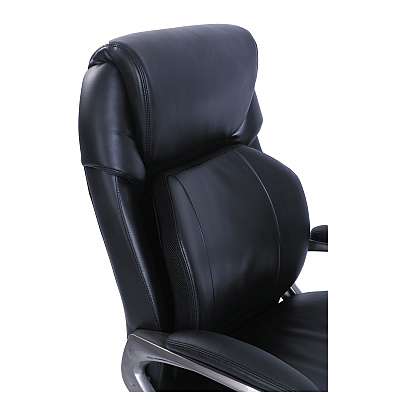 SertaPedic Cosset Big and Tall Executive Chair, Supports Up to 400 lb, 19" to 22" Seat Height, Black Seat/Back, Slate Base (SRJ48964)