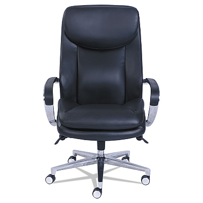 La-Z-Boy Commercial 2000 Big/Tall Executive Chair, Lumbar, Supports 400 lb, 20.25" to 23.25" Seat Height, Black Seat/Back, Silver Base (LZB48956)