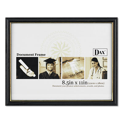 DAX Two-Tone Document/Diploma Frame, Wood, 8.5 x 11, Black with Gold Leaf Trim (DAXN17981BT)