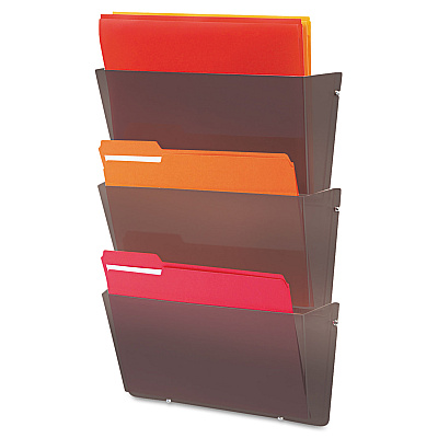 deflecto Unbreakable DocuPocket Wall File, Legal Size, 17.5" x 3" x 6.5", Smoke (DEF64302)