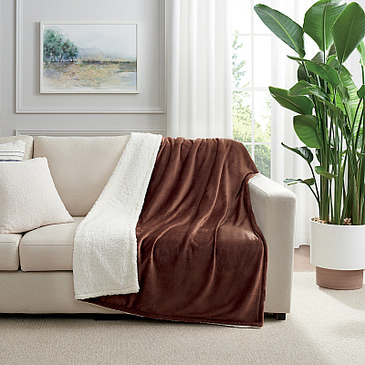 Host & Home Plush To Sherpa Throw Blanket 50x60 Chocolate, 1 Blanket (P-TH-PF-5060-BR)