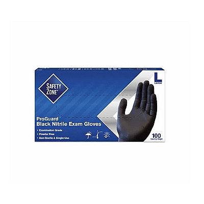 Safety Zone Nitrile Powder Free 3.5 Mil Exam Gloves Black Lrg, Case Of 1000 (GNPR-LG-BK)