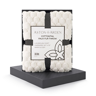 Aston & Arden Cottontail Faux Fur Throw 50x70 Ivory, Case Of 3 (TH-FF-5070-IV)