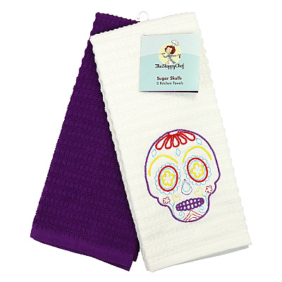 Sc Lucky Embroidered Kitchen Towel 16x26 Skull, Case Of 40 Sets (SC-KT2-SK-CS)