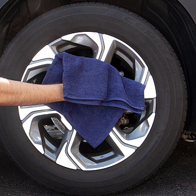 Terry Polishing Hand Towel 16x27 Navy, Pack Of 12 (P-N030-N1627-4)