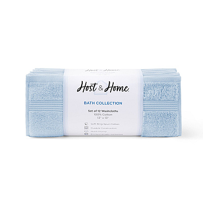 Host & Home Washcloth 13x13 Blue, Pack Of 12 (P-WC-HH-1313-BL)