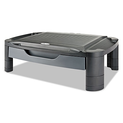Alera 3-in-1 Cart/Stand, Plastic, 3 Shelves, 1 Drawer, 100 lb Capacity, 21.63" x 13.75" x 24.75", Black/Gray (ALEU3N1BL)