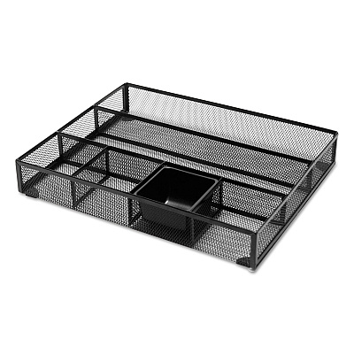Universal Metal Mesh Drawer Organizer, Six Compartments, 15 x 11.88 x 2.5, Black (UNV20021)