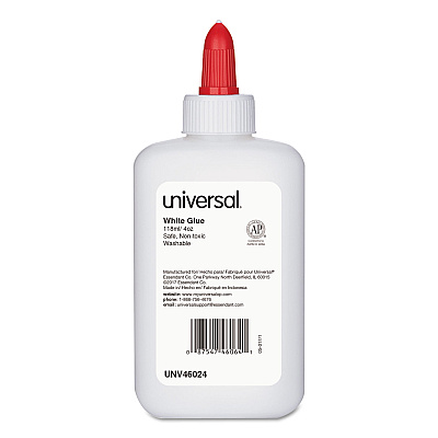 Universal Washable White Glue, 4 oz, Dries Clear, 3/Pack (UNV46064)