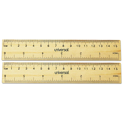 Universal Flat Wood Ruler, Standard/Metric, 6" Long (UNV59024)