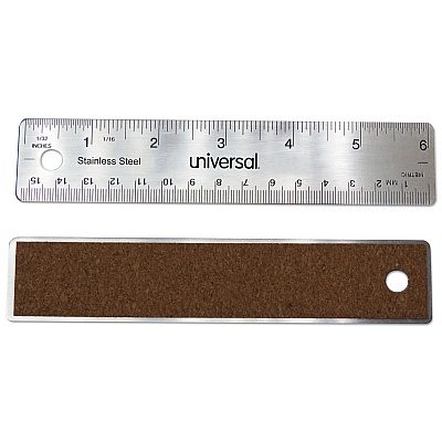 Universal Stainless Steel Ruler, Standard/Metric, 6" Long (UNV59026)