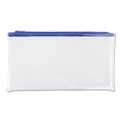 Universal Zippered Wallets/Cases, Transparent Plastic, 11 x 6, Clear/Blue, 2/Pack (UNV69025)
