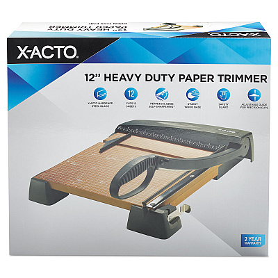 X-ACTO Heavy-Duty Wood Base Guillotine Trimmer, 12 Sheets, 12" Cut Length, 12 x 12 (EPI26312LMR)