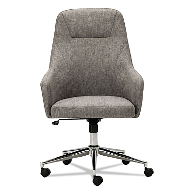 Alera Captain Series High-Back Chair, Supports Up to 275 lb, 17.1" to 20.1" Seat Height, Gray Tweed Seat/Back, Chrome Base (ALECS4151)