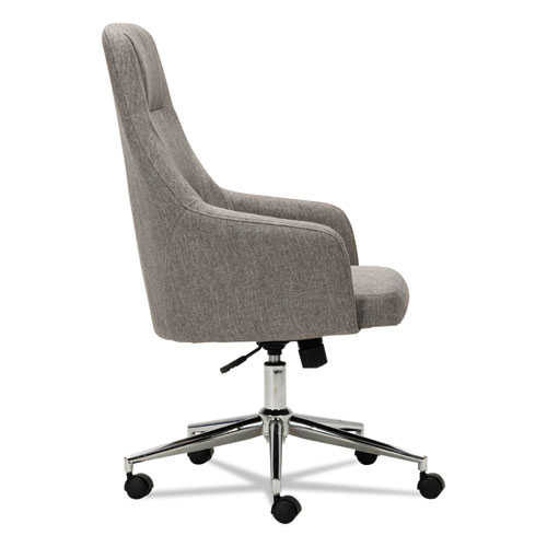 Alera Captain Series High-Back Chair, Supports Up to 275 lb, 17.1" to 20.1" Seat Height, Gray Tweed Seat/Back, Chrome Base (CS4151)