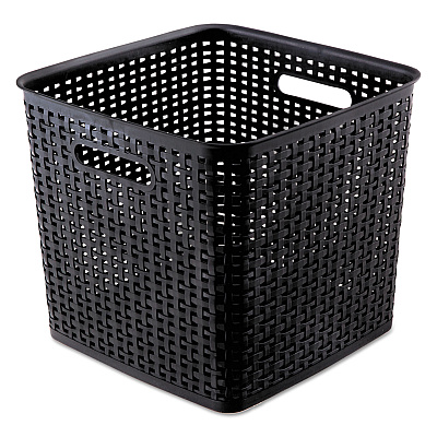Advantus Plastic Weave Bin, Extra Large, 12.5" x 12.5" x 11.13", Black, 2/Pack (AVT40376)