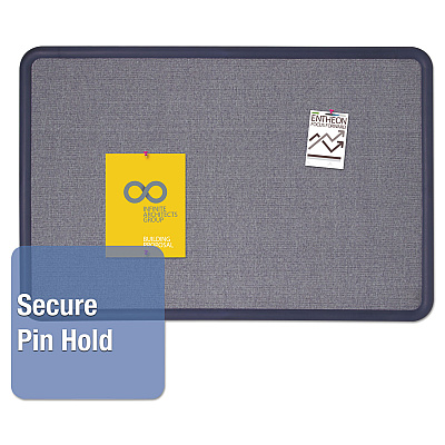 Quartet Contour Fabric Bulletin Board, 36 x 24, Light Blue Surface, Navy Blue Plastic Frame (QRT7693BE)