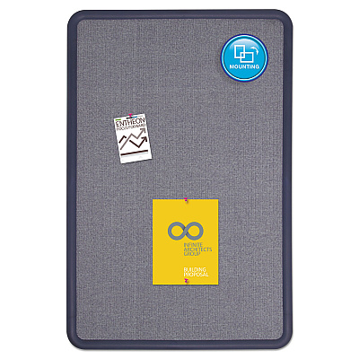 Quartet Contour Fabric Bulletin Board, 36 x 24, Light Blue Surface, Navy Blue Plastic Frame (QRT7693BE)