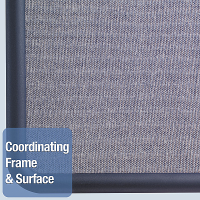 Quartet Contour Fabric Bulletin Board, 36 x 24, Light Blue Surface, Navy Blue Plastic Frame (QRT7693BE)