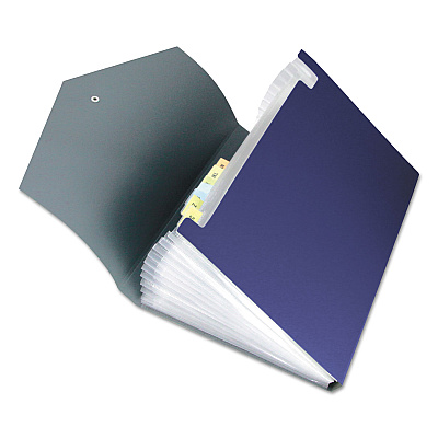 Universal Poly Expanding Files, 13 Sections, Cord/Hook Closure, 1/12-Cut Tabs, Letter Size, Metallic Blue/Steel Gray (UNV20531)