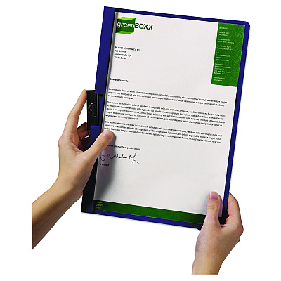 Durable DuraClip Report Cover with Clip Fastener, 8.5 x 11, Clear/Navy, 25/Box (DBL221428)