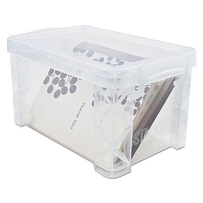 Advantus Super Stacker Storage Boxes, Holds 400 3 x 5 Cards, 6.25 x 3.88 x 3.5, Plastic, Clear (AVT40307)