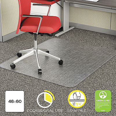 Alera Occasional Use Studded Chair Mat for Flat Pile Carpet, 46 x 60, Rectangular, Clear (ALEMAT4660CFPR)