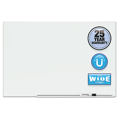 Quartet Element Framed Magnetic Glass Dry-Erase Boards, 74 x 42, White Surface, Silver Aluminum Frame (QRTG7442E)