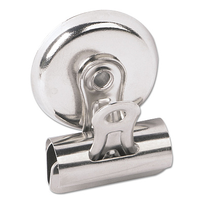 Universal Bulldog Magnetic Clips, Medium, Nickel, 12/Pack (UNV31261)