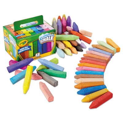 Crayola Washable Sidewalk Chalk, 4" x 0.88" Diameter, 48 Assorted Bright Colors, 48 Sticks/Set (CYO512048)