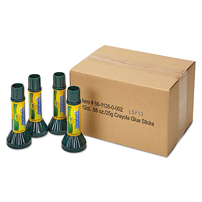 Crayola Washable Glue Stick, 0.88 oz, Dries Clear, 12/Pack (CYO561135)