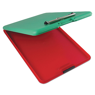 Saunders SlimMate Show2Know Safety Organizer, 0.5" Clip Capacity, Holds 8.5 x 11 Sheets, Red/Green (SAU00580)