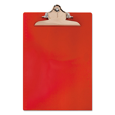 Saunders Recycled Plastic Clipboard with Ruler Edge, 1" Clip Capacity, Holds 8.5 x 11 Sheets, Red (SAU21601)