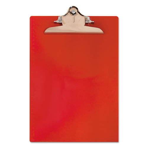 Saunders Recycled Plastic Clipboard with Ruler Edge, 1" Clip Capacity, Holds 8.5 x 11 Sheets, Red (21601)