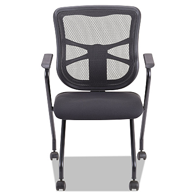 Alera Elusion Mesh Nesting Chairs with Padded Arms, Supports Up to 275 lb, 18.11" Seat Height, Black, 2/Carton (ALEEL4914)