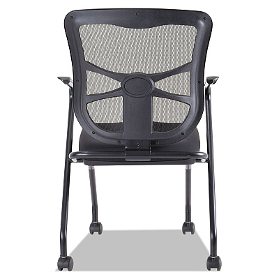 Alera Elusion Mesh Nesting Chairs with Padded Arms, Supports Up to 275 lb, 18.11" Seat Height, Black, 2/Carton (ALEEL4914)
